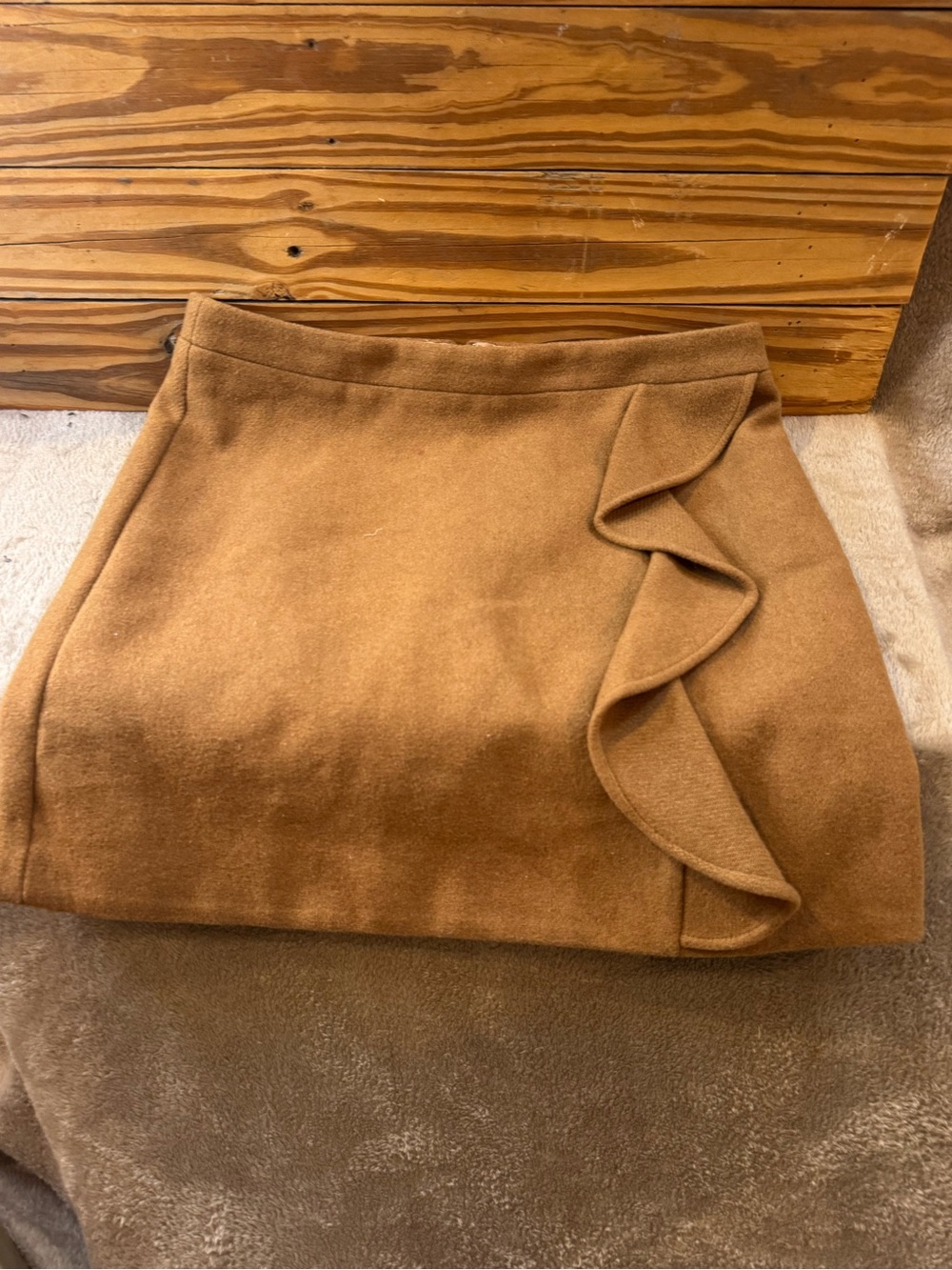 J. Crew Camel Ruffle Mini Skirt